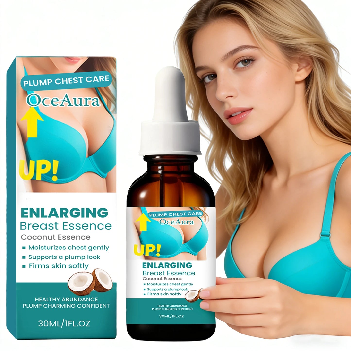 Coconut Essence Breast Plumping Oil Chest Lifting Firming Boobs Bigger Nourishing Enhance Elasticity Breast Tighten Massage Oil Peaceful Pleasures Health and Wellness