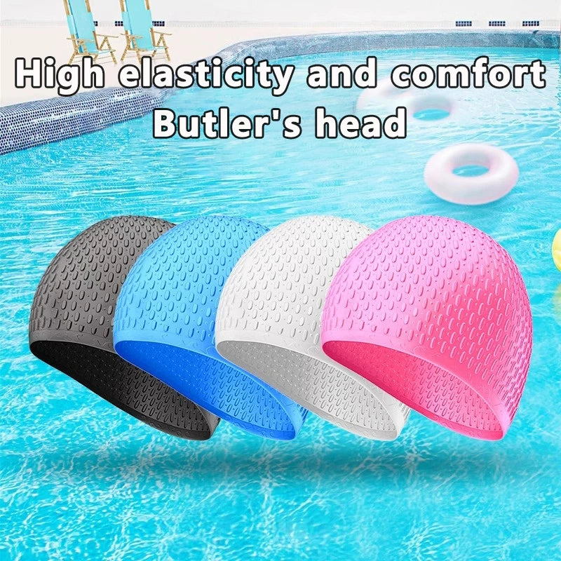 Silicone Bubble Swimming Cap – Waterproof & Ear Protection
