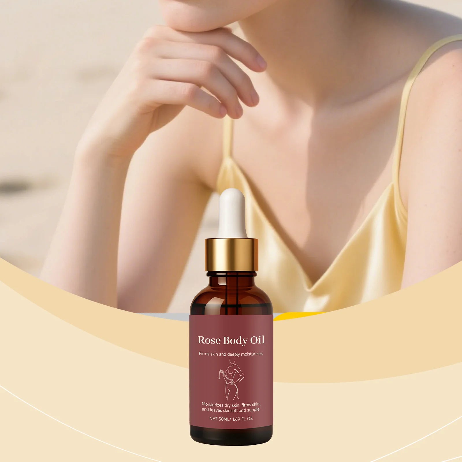 Rose Body Essential Oil Smoothing Skins Improving Skin State Deeply Nourishing Lasting Moisturizing Flower Fragrance Body Serum Peaceful Pleasures Health and Wellness