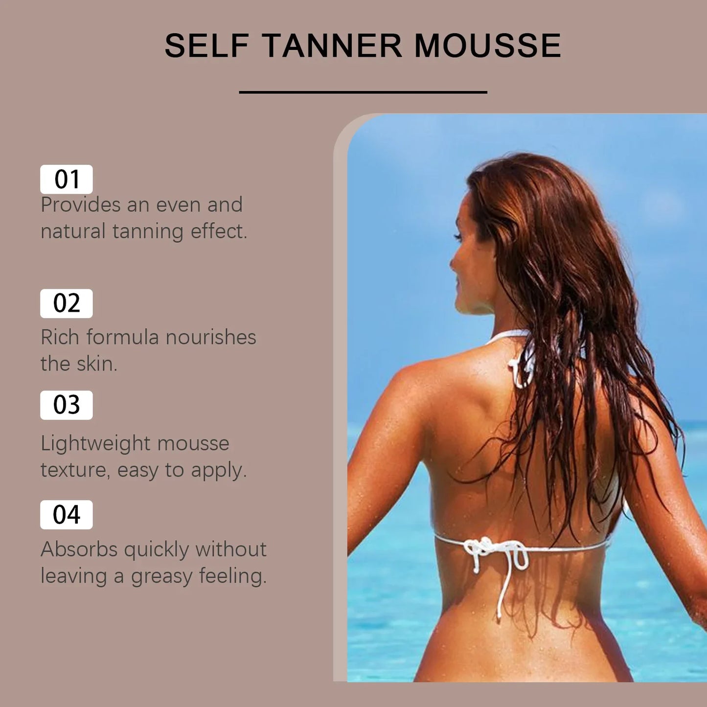OceAura Sunless Self Tanning Mousse | Buildable Glow 100ml