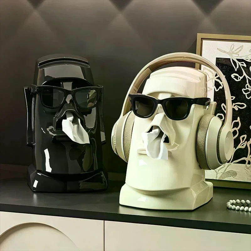 Stone Statue Tissue Box & Headphone Stand | Aesthetic Decor