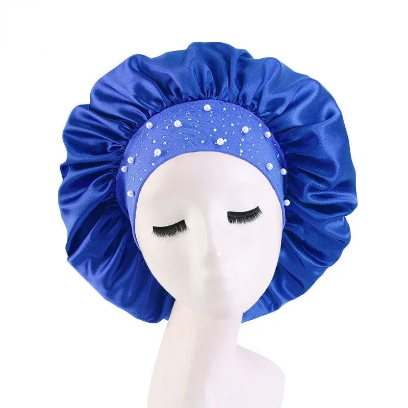 Rhinestone Women's Shower Cap & Breathable Sleeping Night Hat
