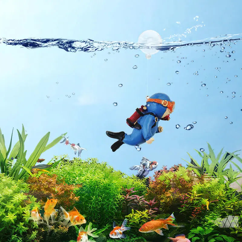 Creative Aquarium Floating Ornaments Diver&Girl Mini Decor Floating Fish Tank Turtle Cylinder Suspended Ornament Accessories Peaceful Pleasures Health and Wellness