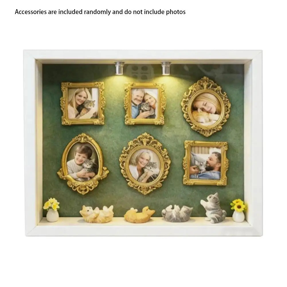 Wooden Mini Museum Photo Frame Box | Cat Lover Gift & Home Décor