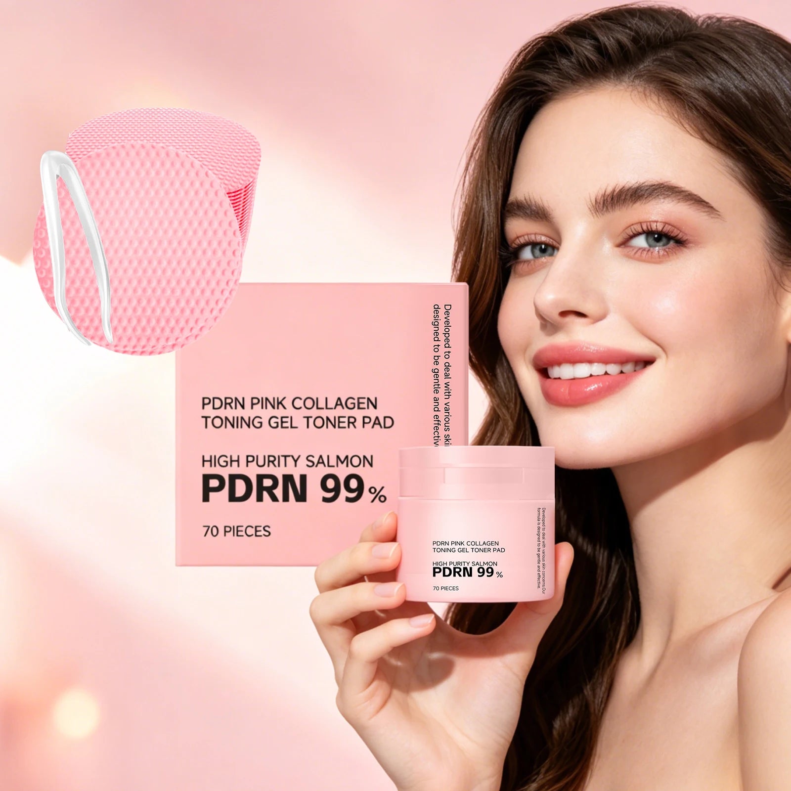 PDRN Collagen Toner Pads Repair Skin Barrier Calm Redness Hydrate Skin Reduce Skin Fine Lines Brighten Dullness Facial Toner Pad Peaceful Pleasures Health and Wellness