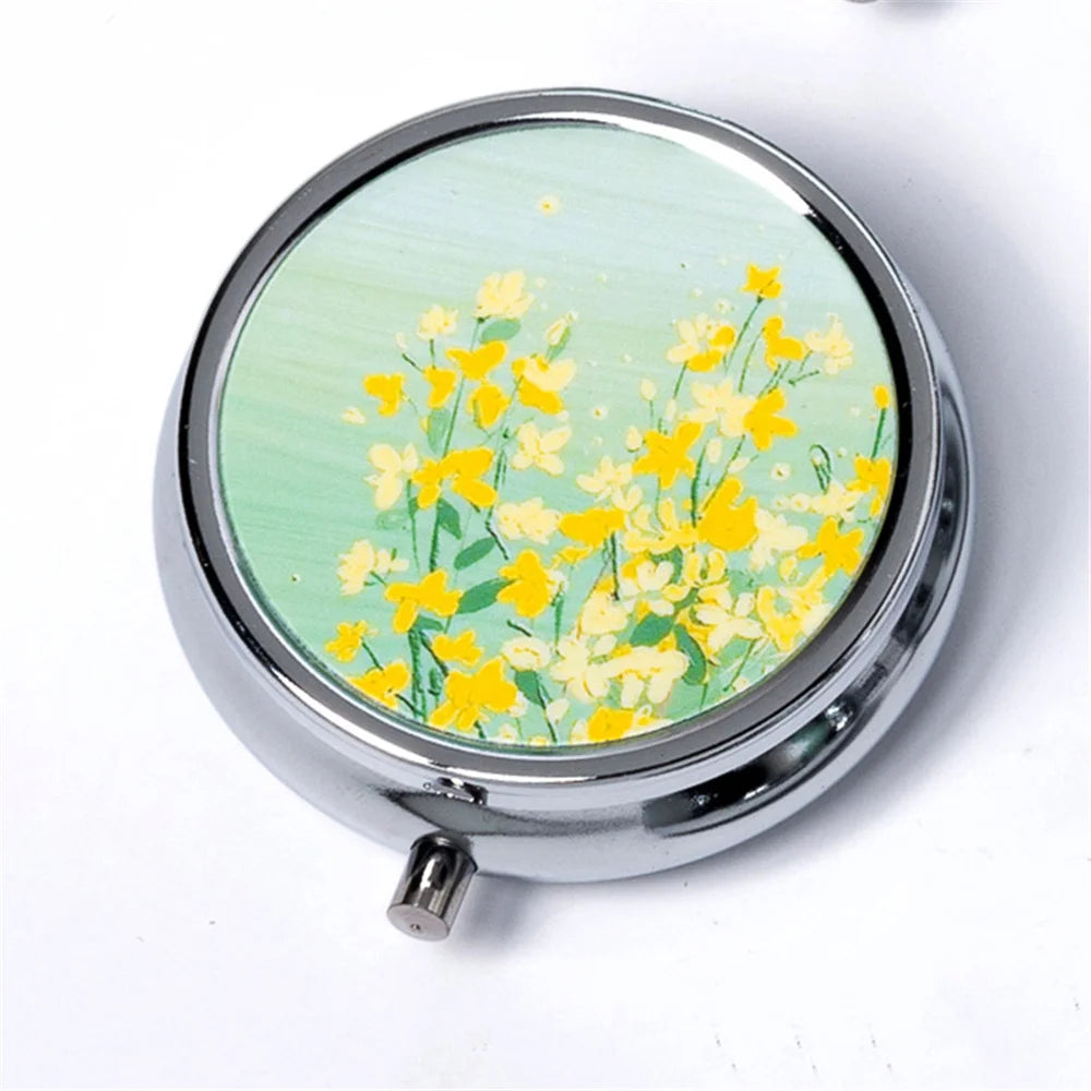 Portable 3 Cell Metal Pill Boxes Stainless Steel Round Pill Boxes Medicine Organizer Container Medicine Case Splitters Pill Box Peaceful Pleasures Health and Wellness