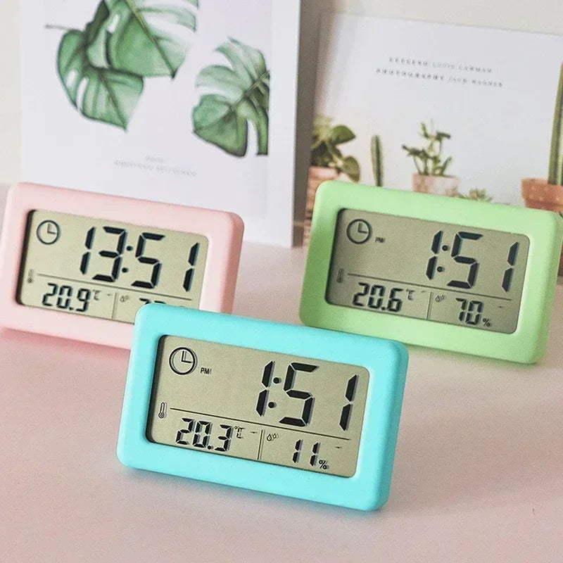 Alarm Wall Clock Portable Thermometer LED Digital Watches Mini Temperature Humidity Meter Bedside Table Decoration Clocks Home Peaceful Pleasures Health and Wellness