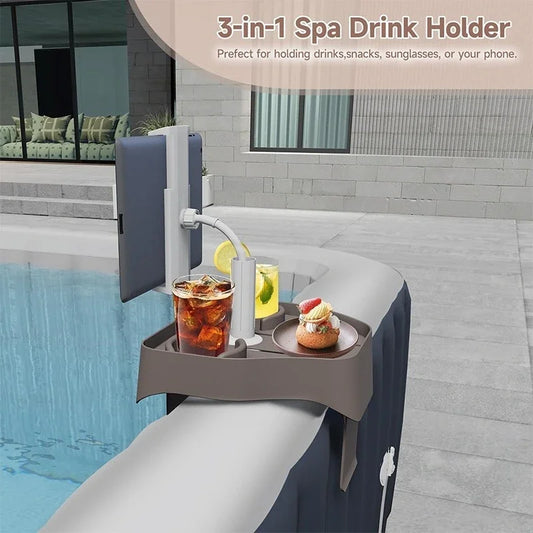 3-in-1 Hot Tub Tray Table | Cup & Phone Holder for Spa Pool Spa Tray Accessory Peaceful Pleasures Health and Wellness
