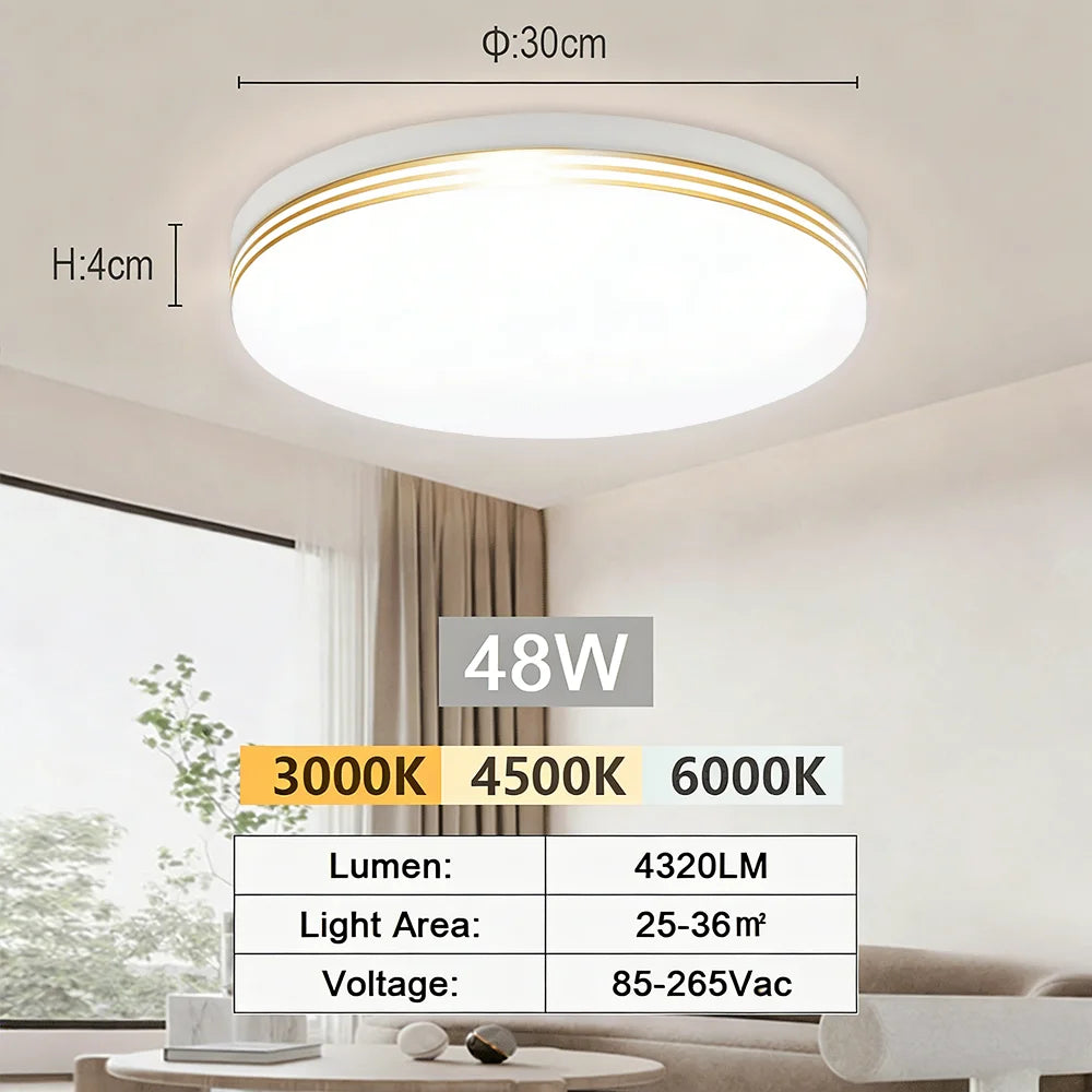 RUNTOIN Ultra-Thin LED Ceiling Light 18–48W | Round & Square Panel