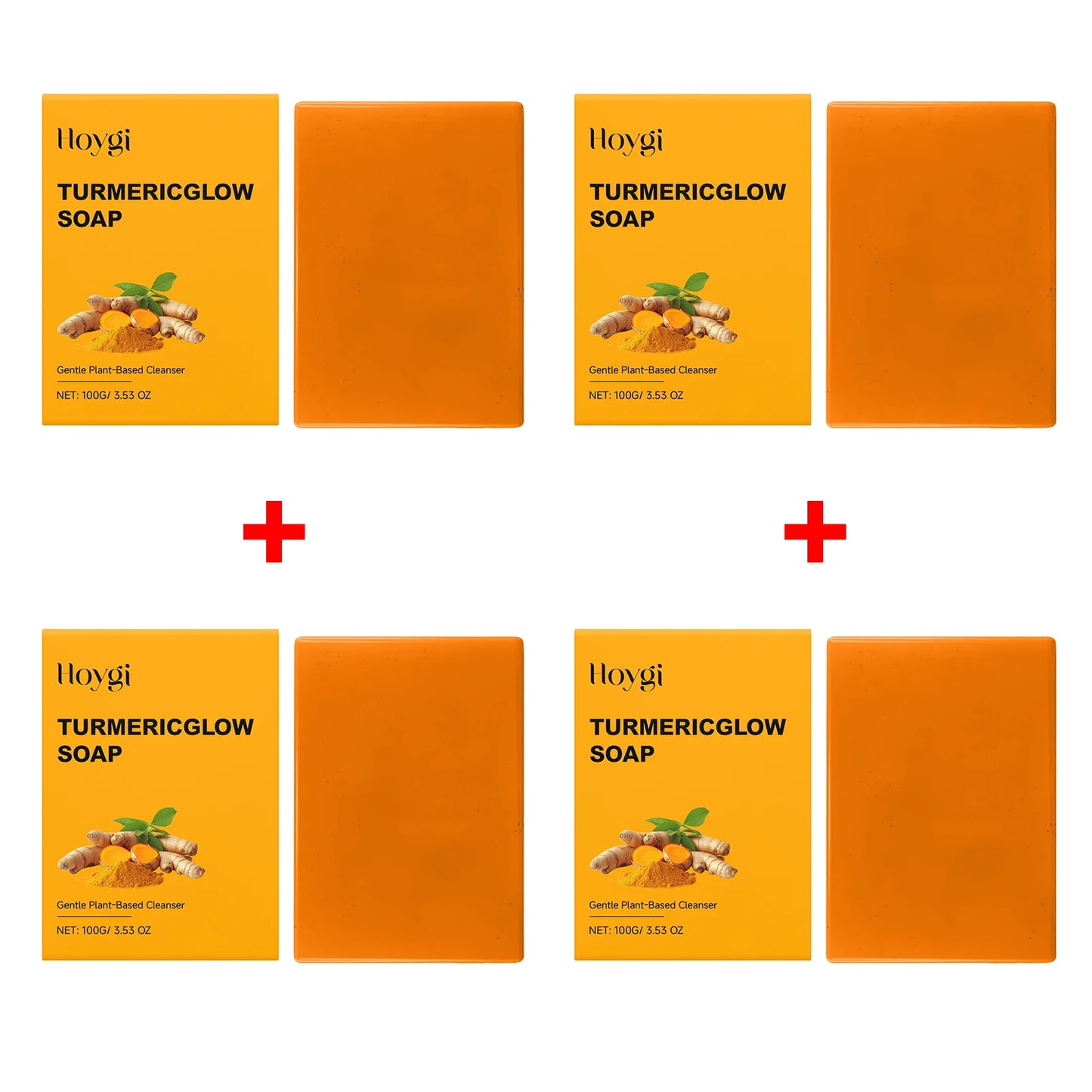 Turmeric Glow Soap 100g Fade Acne Marks Improve Dull Skin Soothing Natural Plant Cleansing Bar Refreshing Face & Body Cleanser Peaceful Pleasures Health and Wellness 4pcs