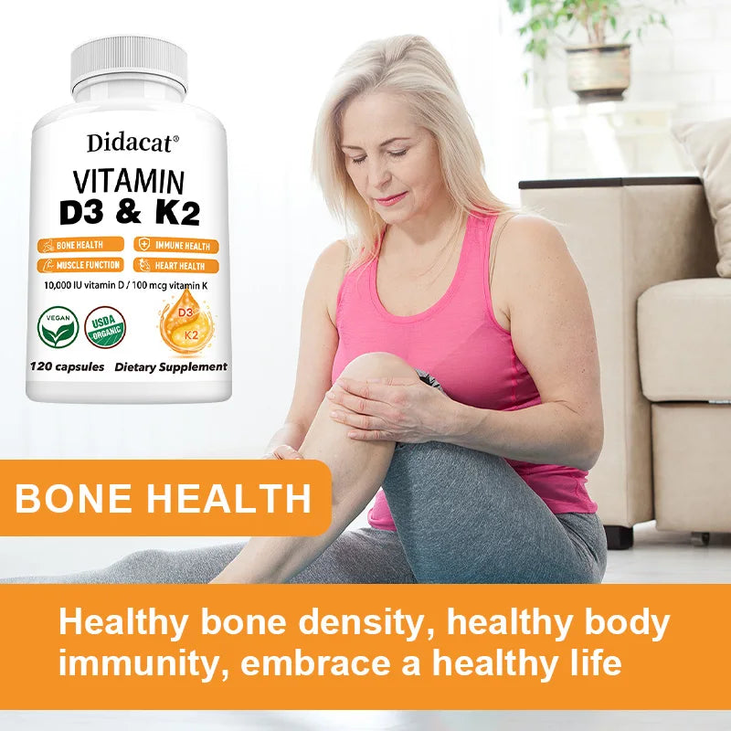 Vitamin D3 + K2 Supplement – Bone & Immune Support | 120 Caps