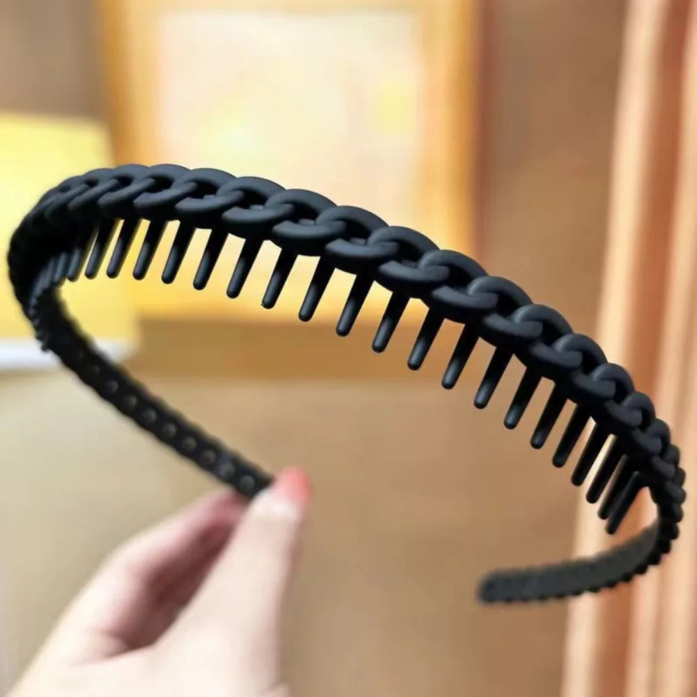 Frosted Anti-Slip Toothed Headbands – Multicolor Wave Braided