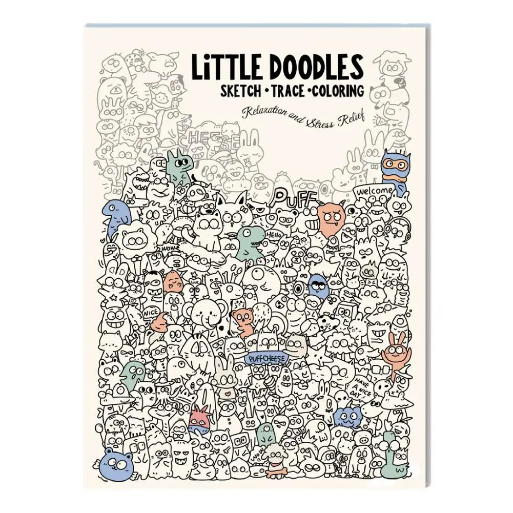 Cute Cartoon Coloring Pages & Tracing Drawing Book Doodles Stress Relief Coloring Book Multi-Purpose Art Activity Drawing Book Peaceful Pleasures Health and Wellness A