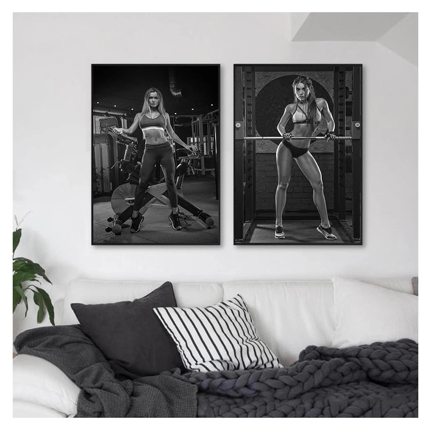 Nordic Fitness Woman Canvas Wall Art | Scandinavian Decor