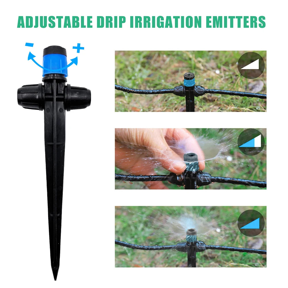 1/4" Drip Irrigation System Kit-Adjustable Flow, Sprayer with Lock Barbed Automatic Watering, for Garden, Farm, Bonsai, Flowers Peaceful Pleasures Health and Wellness