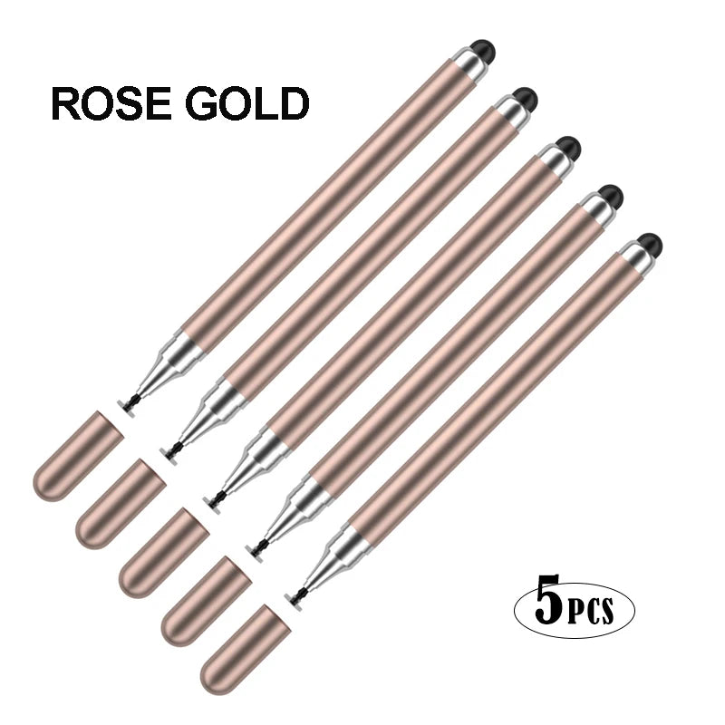 2-in-1 Capacitive Stylus For Touch Screen Stylus Pen For ipad Touch Pencil For Cell Phone Universal stylus pen For Phone Peaceful Pleasures Health and Wellness Rose gold(5pcs)