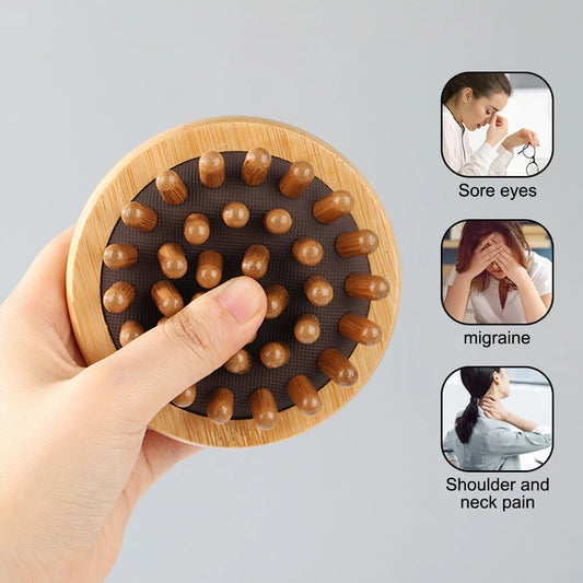 Air cushion massage brush cervical head acupoint massager wooden manual massage tool Peaceful Pleasures Health and Wellness