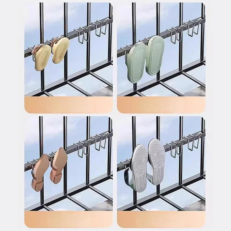 Stainless Steel Shoe Drying Rack & Closet Hook Organizer