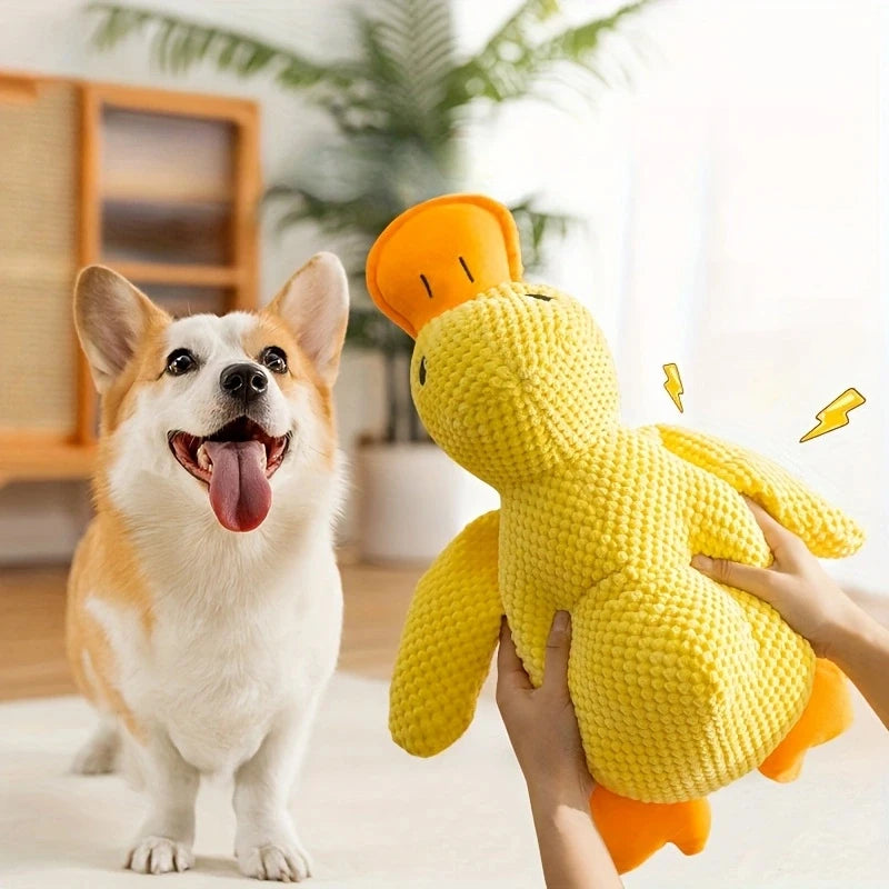 Yellow Duck Chew Toy for Dogs & Cats | Quacking Plush Toy