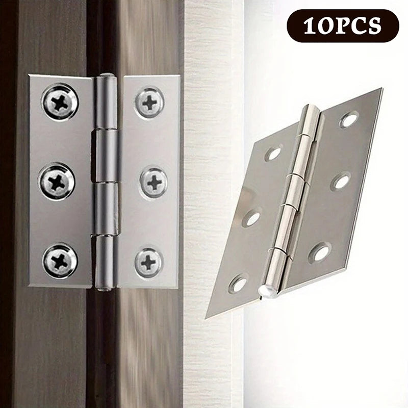 New 10pcs Stainless Steel Door Hinges Cabinet Doors Windows Wooden Box Flat Hinge Home Furniture Hardware Accessories Peaceful Pleasures Health and Wellness
