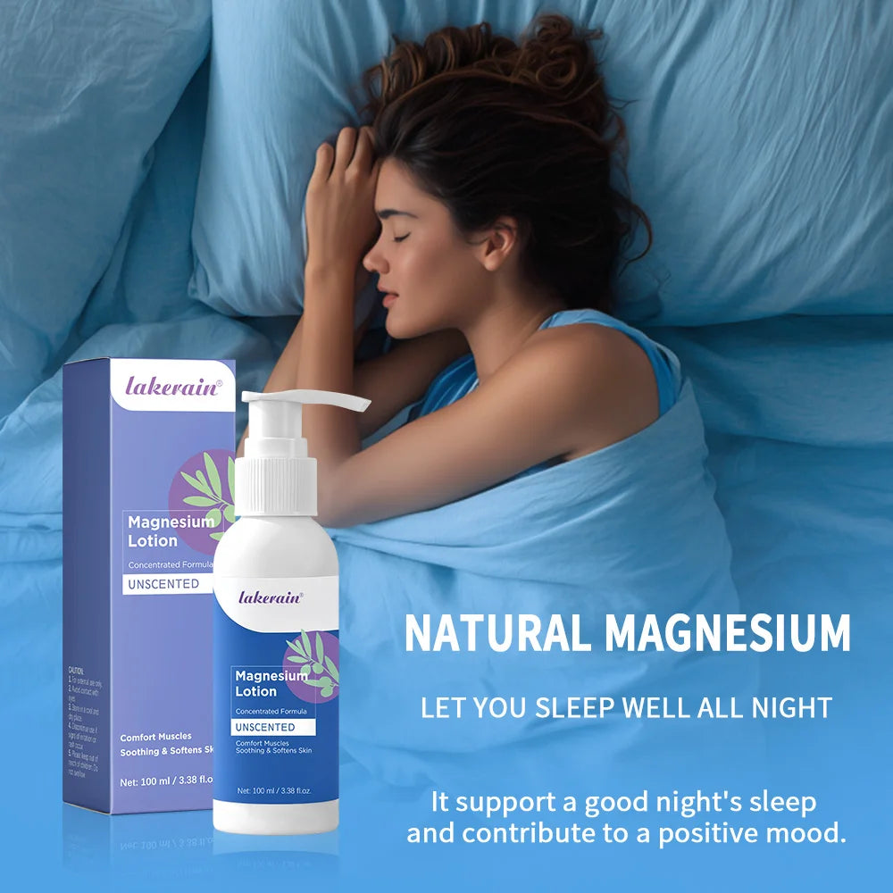 Lakerain Magnesium Body Lotion Concentrated Formula Soothing Softens Skin Comfort Muscles Nourishing and Hydrating Body Cream Peaceful Pleasures Health and Wellness