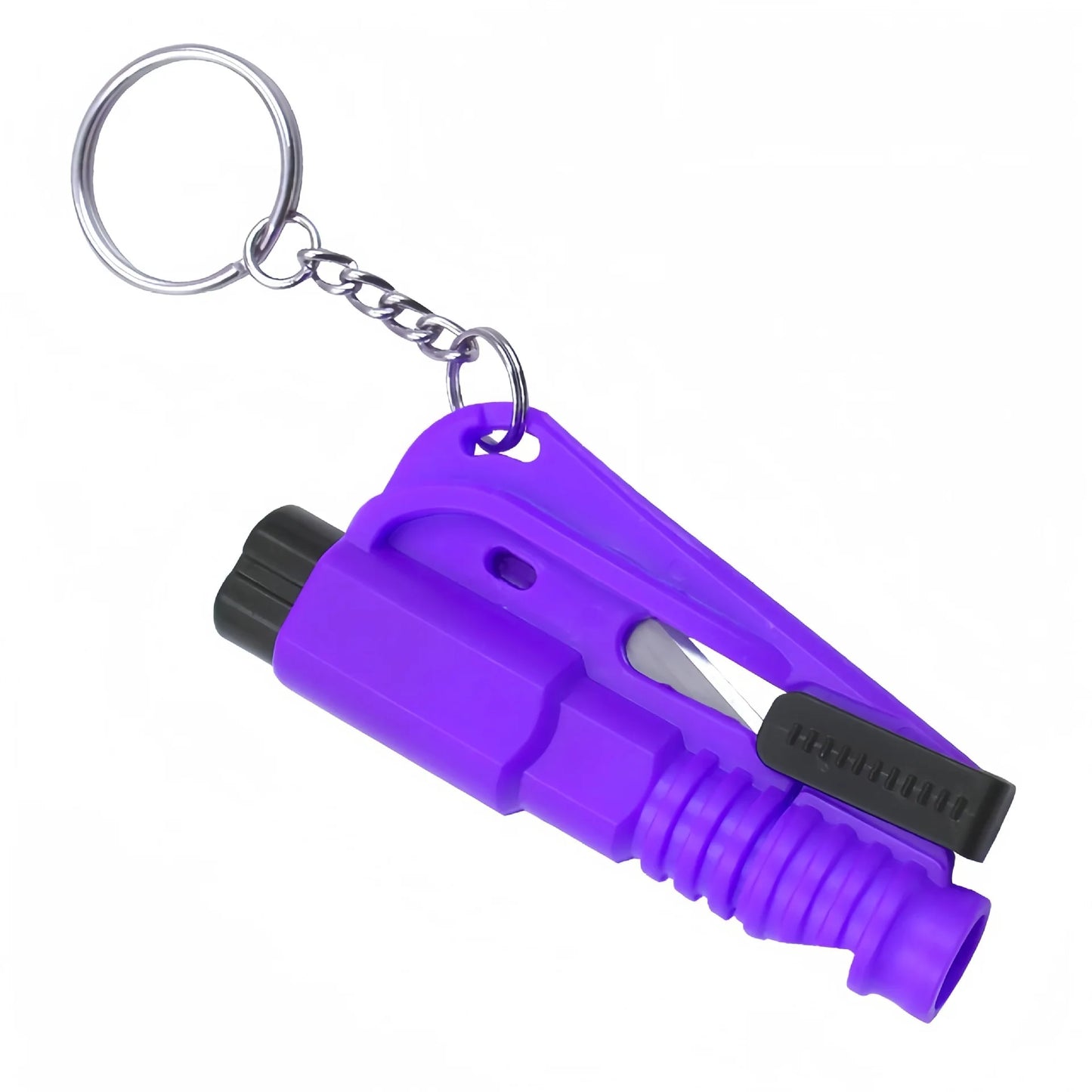 Compact 3-in-1 Car Safety Hammer Window Breaker Seat Belt Cutter Whistle Emergency Rescue Tool for Vehicle Accessories Keychain Peaceful Pleasures Health and Wellness purple