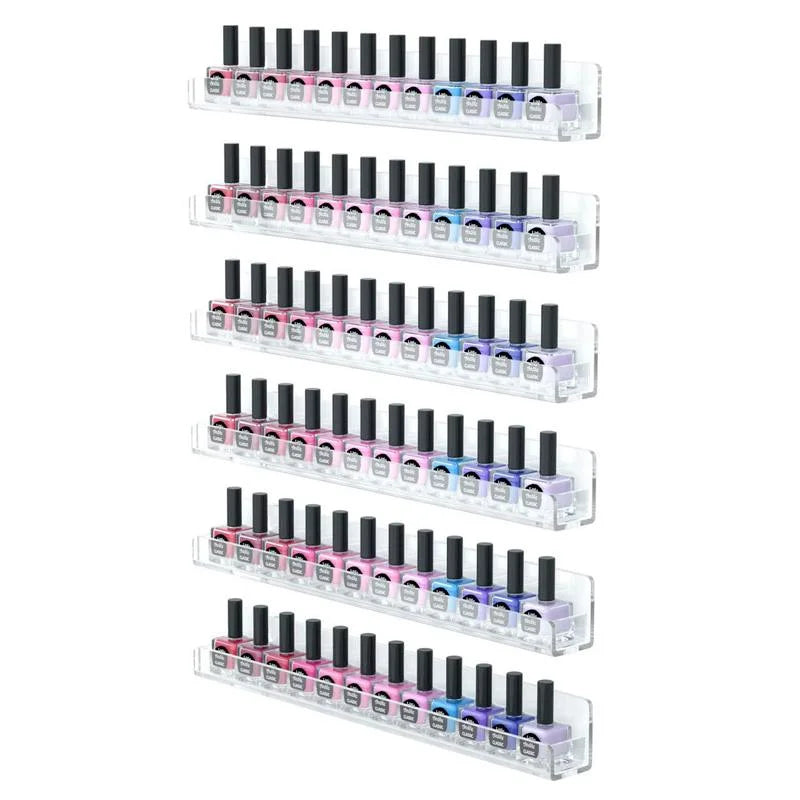 6 Layer Nail Polish Display Rack Transparent Acrylic Storage Holder Nail Art Tools Lipstick Organizer Wall-mounted Shelf Peaceful Pleasures Health and Wellness Clear