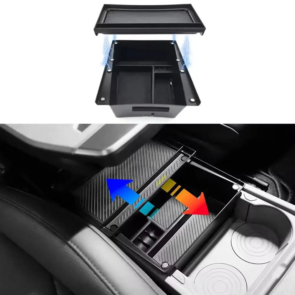 Double Layer Car Console Armrest Under Storage Box Organizer Tray For Kia Ev3 Car Central Card Coin Stowing Tidying Peaceful Pleasures Health and Wellness