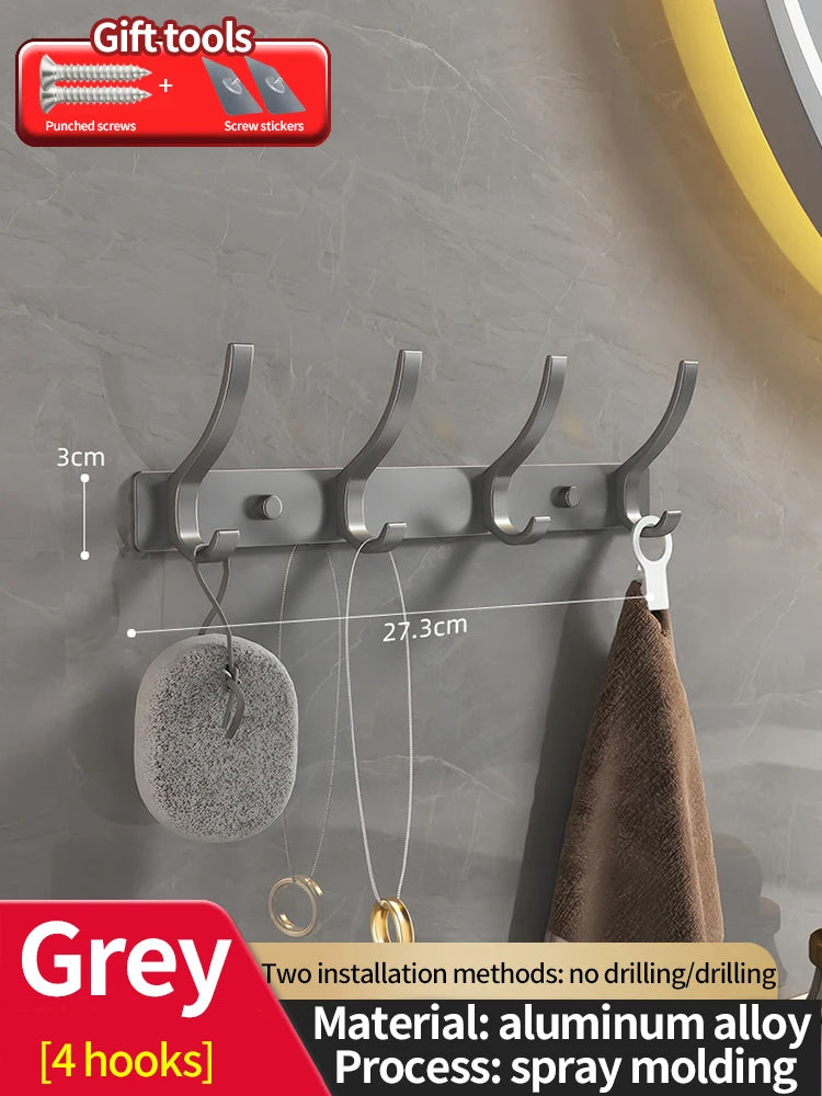 No-Drill Aluminum Wall Hooks – 6-Pack Robe & Clothes Hanger