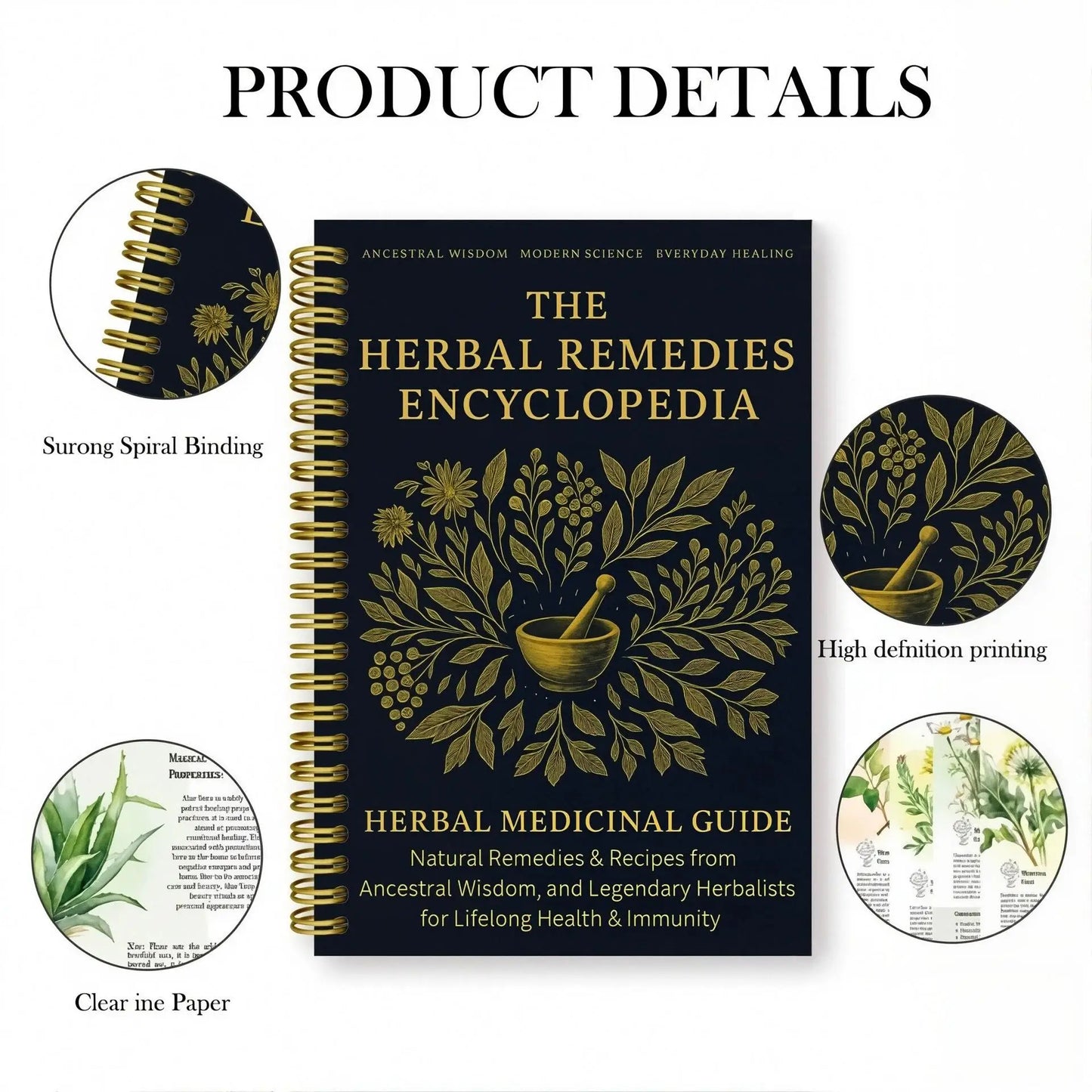 Herbal Remedies Encyclopedia Notebook Medicinal Guide Book