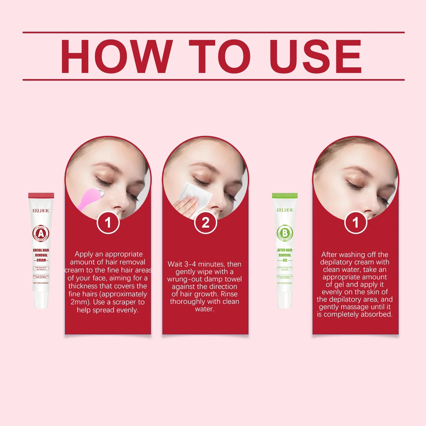 Facial Hair Removal Kit for Women – Gentle Lip & Chin Cream