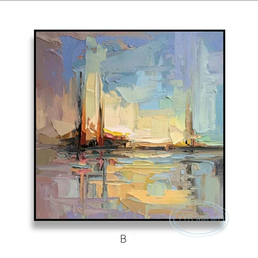 Abstract Art Oil Painting Handmade Canvas Hanging Poster Modern Combination Decorative Mural For Living Room Bedroom Restaurant Peaceful Pleasures Health and Wellness