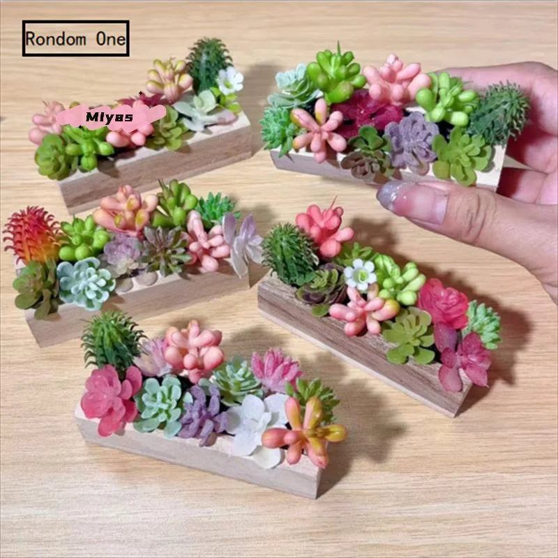 Miniature Wooden Trough Plant Pot Dollhouse Decor Ornament