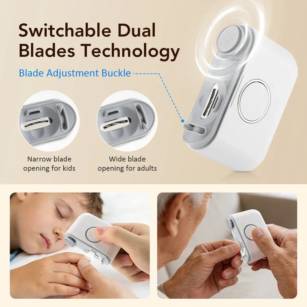 2-in-1 Electric Nail Clipper & Polisher | LED, Dual Heads, Kids & Adults