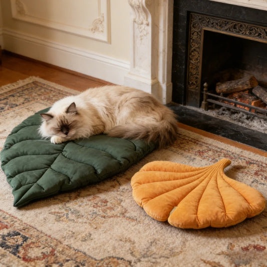 Leaf Shaped Reversible Pet Bed – Washable Non-Slip Cat Dog Mat Pet Bed Mat Peaceful Pleasures Health and Wellness