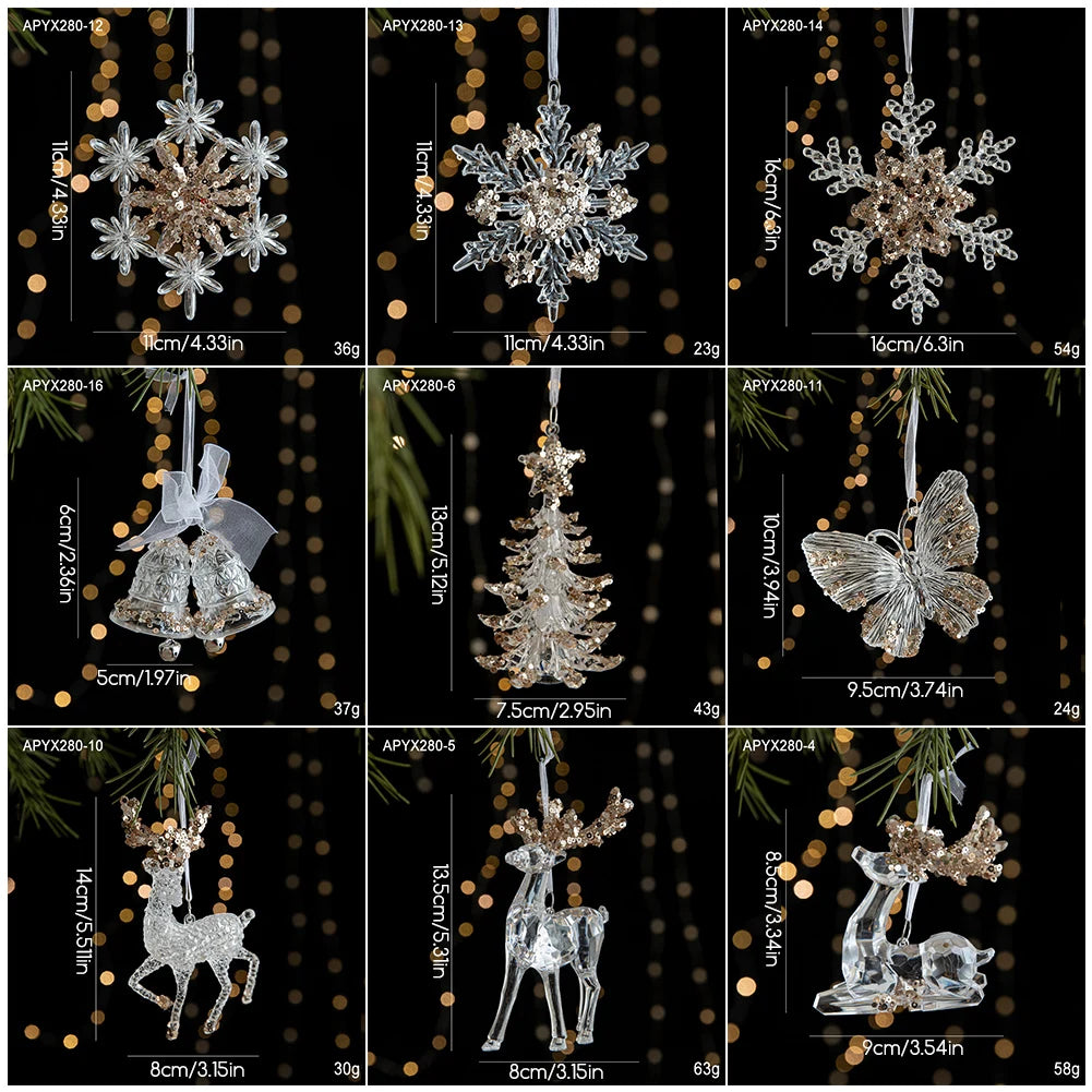 Crystal Acrylic Snowflake Christmas Tree Hanging Ornaments