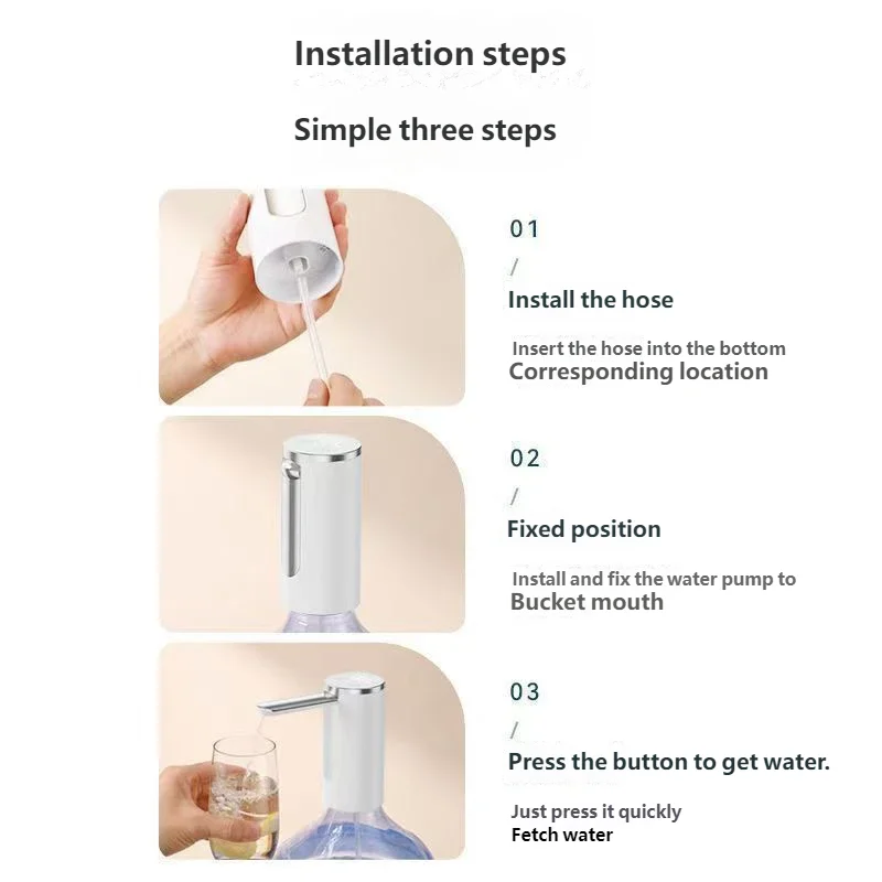 HOMEFISH Electric Water Bottle Pump | 1200mAh, LED, 3 Settings Electric Water Pump Peaceful Pleasures Health and Wellness