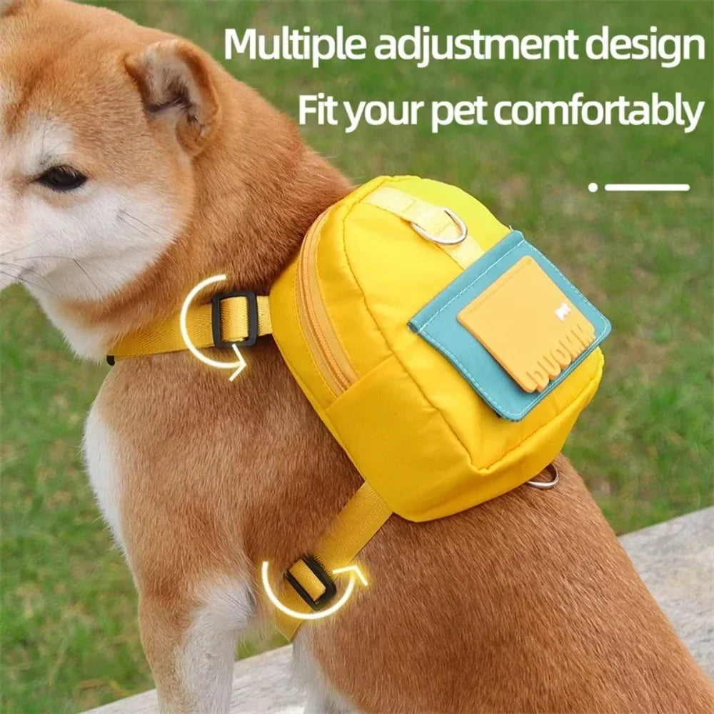 Pet Snack Storage Bag with Leash Large-capacity Multifunction Dogs Backpack Adjustable Harness Backpack Suitable Pet Travel Walk Peaceful Pleasures Health and Wellness
