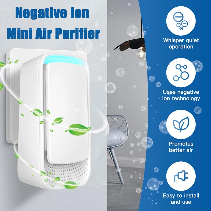 Negative Ion Mini Air Purifier Whisper Quiet Operation Plug In Air Cleaner Fresher For Pet Kitchen Smokers Toilet Bathroom Peaceful Pleasures Health and Wellness