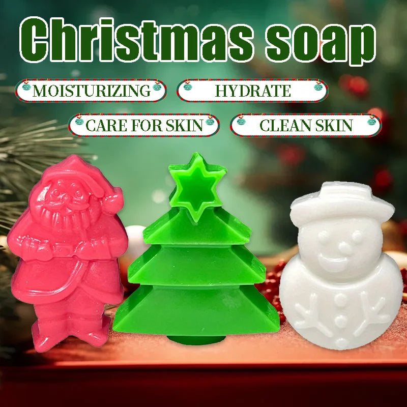 Christmas Handmade Soap Gift Box Set – 3 Festive Shapes