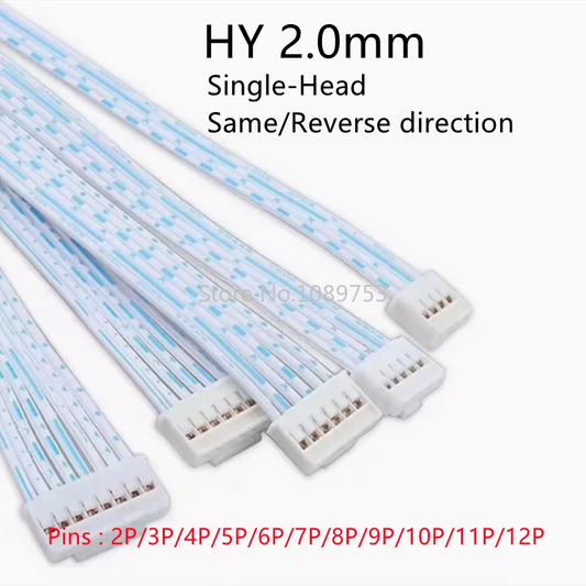 5pcs HY 2.0mm Pitch Connector 2P/3P/4P/5P/6P/7P/8P/9P/10P/11P/12 Pin Cable HY2.0 Plug Blue and White Line Length 10/15/20CM Peaceful Pleasures Health and Wellness 10CM 12P Single-Head