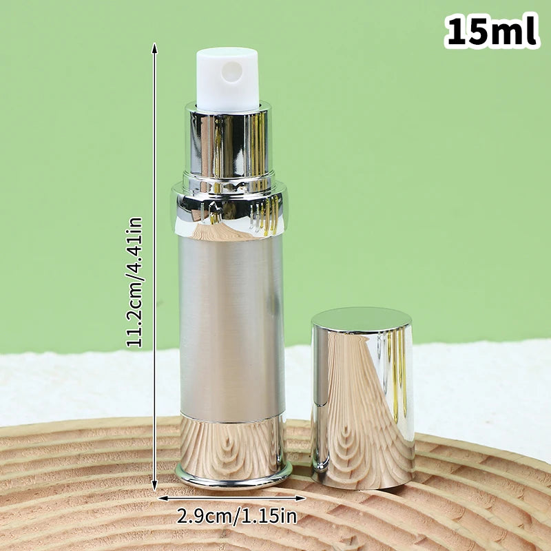 Refillable Airless Vacuum Pump Bottle 10ml 15ml 20ml | Gold Silver