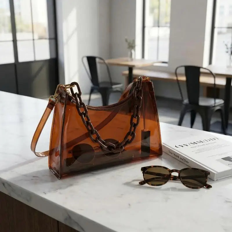Clear Jelly Shoulder Bag – Transparent PVC Crossbody Purse