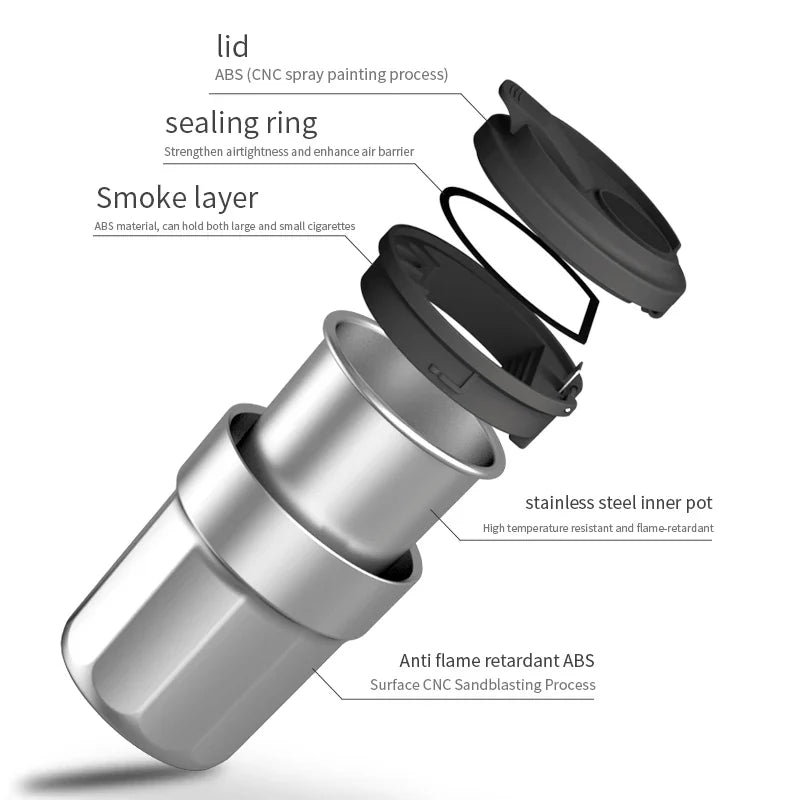 Car Ashtray 7-Color LED Light | Push-Open Coffee Cup Style