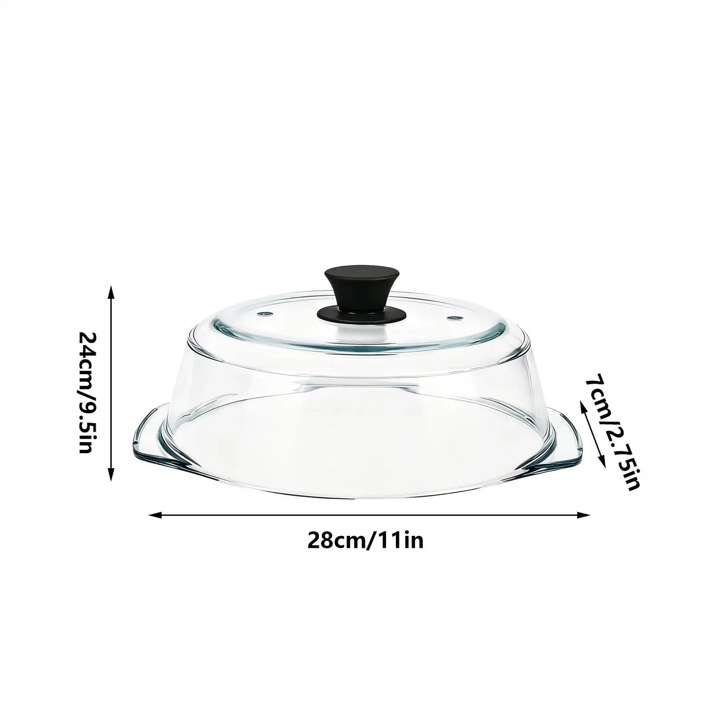 Glass Microwave Cover for Food Clear Heating Reusable Lid with Silicone Handle Microwave Splatter Cover Glass for Oven Bowls Peaceful Pleasures Health and Wellness