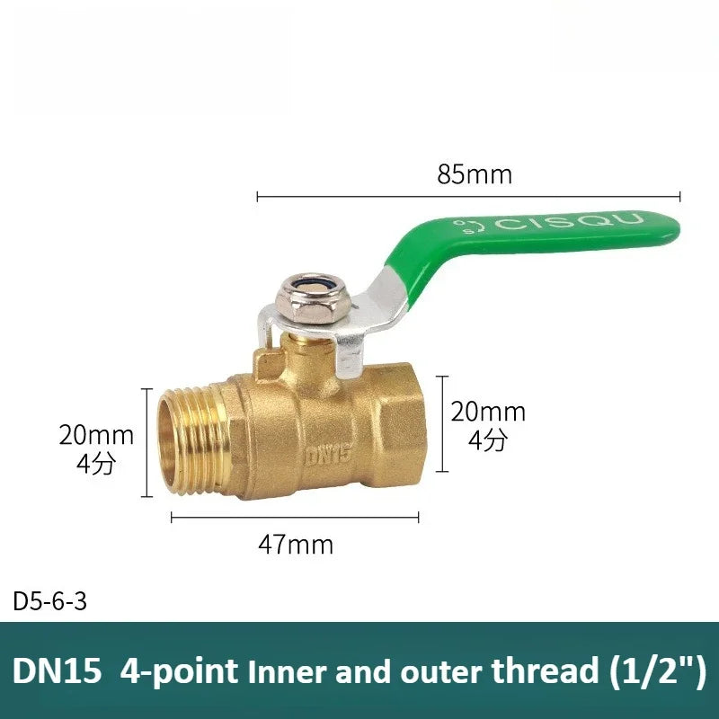Brass Long Rod Ball Valve ⅛"–1" Threaded Pipe Adapter