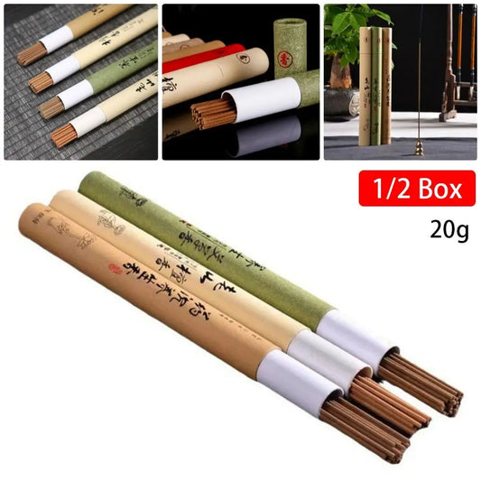1/2Box Sandalwood Mugwort Scent Incense Stick Tranquilize Mind Home Office Bedroom Refreshing Scent Natural Sleeping Aiding Peaceful Pleasures Health and Wellness