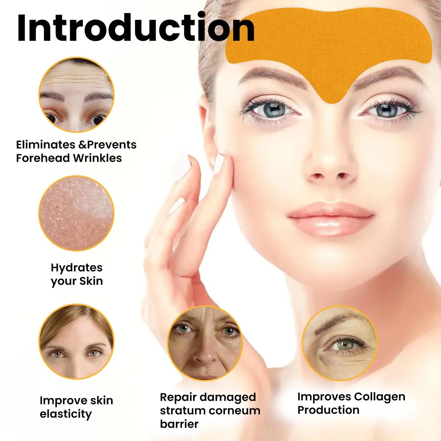 Forehead wrinkle Patch Reduce Fine Lines Firming Smoothing Tighten forehead Collagen Gel Patch Skin Care Stickers for women Peaceful Pleasures Health and Wellness