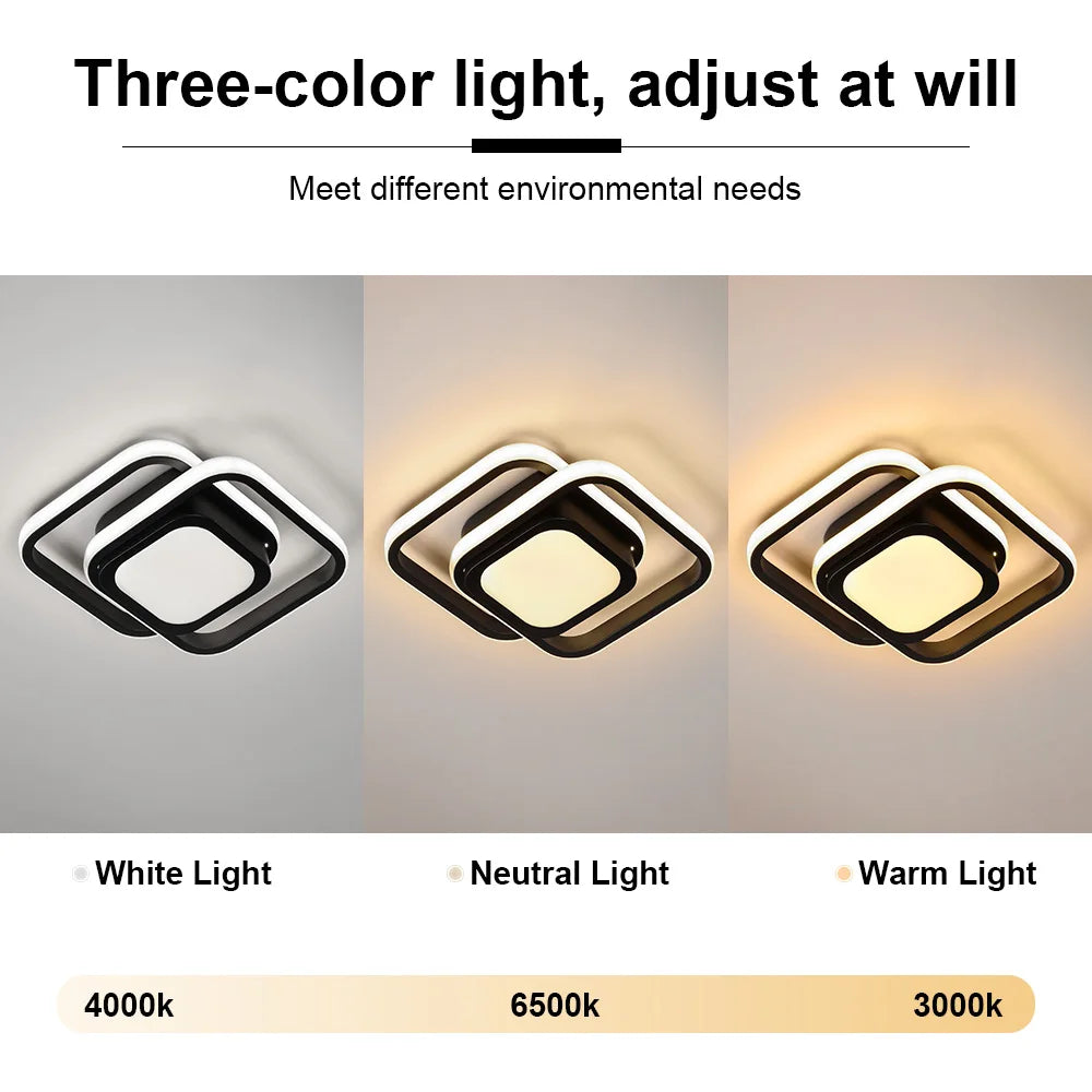 RUNTOIN LED Ceiling Light 3 Colors | Modern Surface Mount Lamp