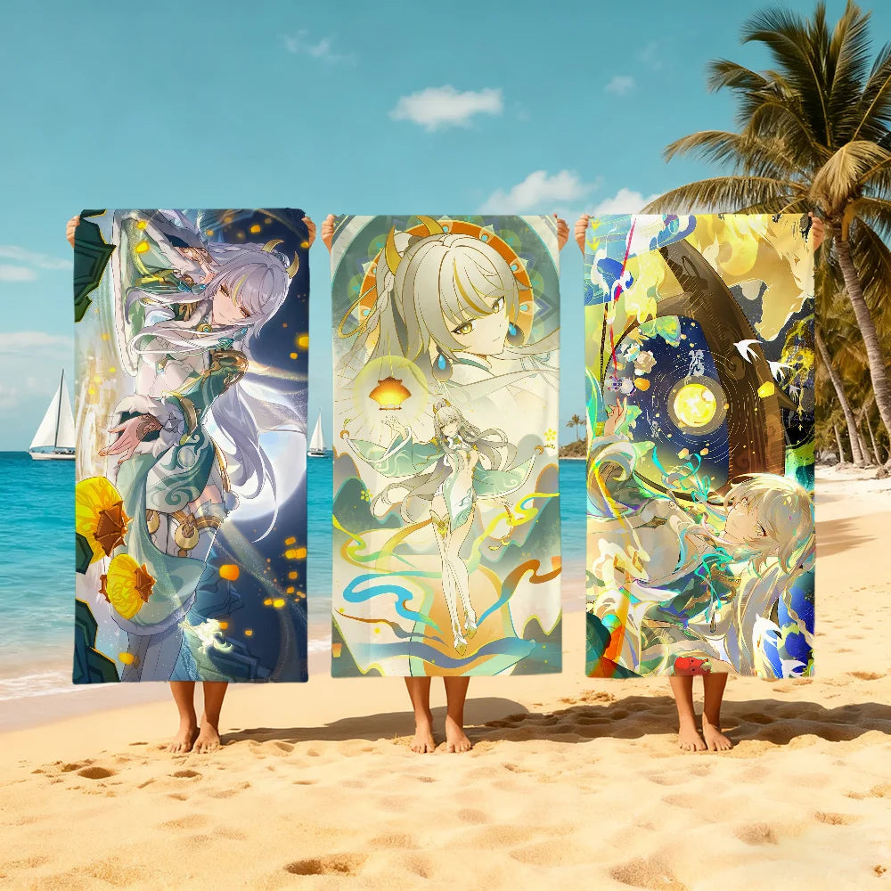 Genshin Impact Zibai Quick-Dry Beach Towel | Multi-Size Quick-Dry Beach Towel Peaceful Pleasures Health and Wellness